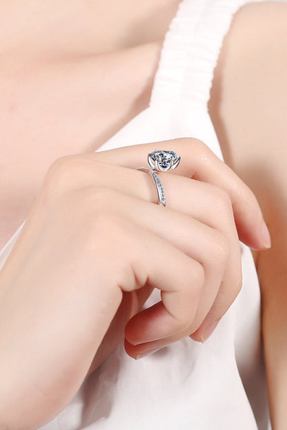 3 Carat Brilliant Round Cut Sparkala™ 6-Prong Offset Ring (Platinum Over Pure Sterling Silver) by Sparkala