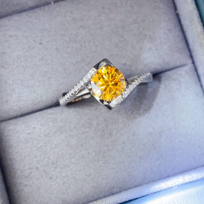 1 Carat Yellow Brilliant Round Cut Sparkala™ Pure Sterling Silver Ring by Sparkala