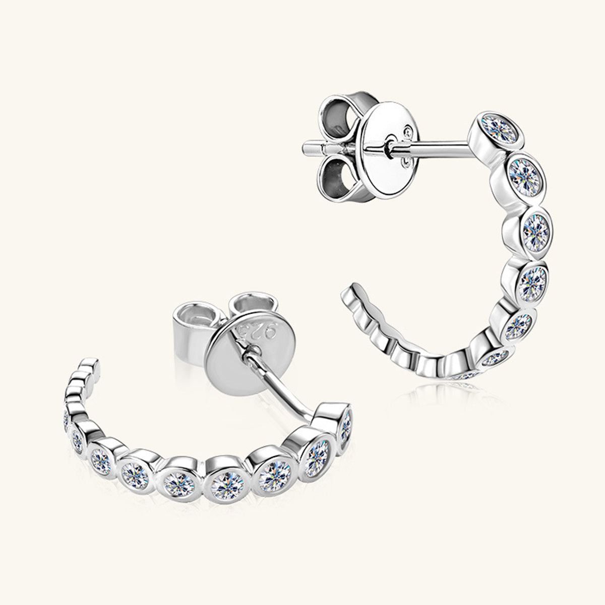 Inlaid Sparkala™ Pure Sterling Silver C-Hoop Earrings by Sparkala