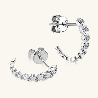 Inlaid Sparkala™ Pure Sterling Silver C-Hoop Earrings by Sparkala