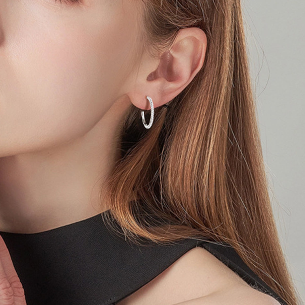 Inlaid Sparkala™ Pure Sterling Silver C-Hoop Earrings by Sparkala
