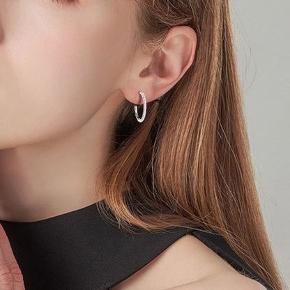 Inlaid Sparkala™ Pure Sterling Silver C-Hoop Earrings by Sparkala