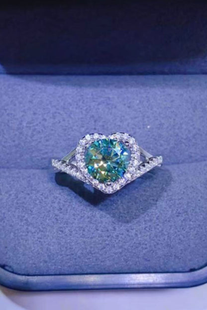 Adored 1 Carat Yellow Green Sparkala™ Platinum Over Pure Sterling Silver Heart Ring by Sparkala