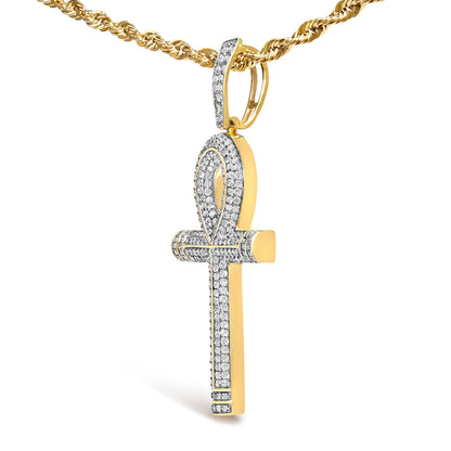 10K Yellow Gold 1 7/8 Cttw Round Diamond Ankh Men&