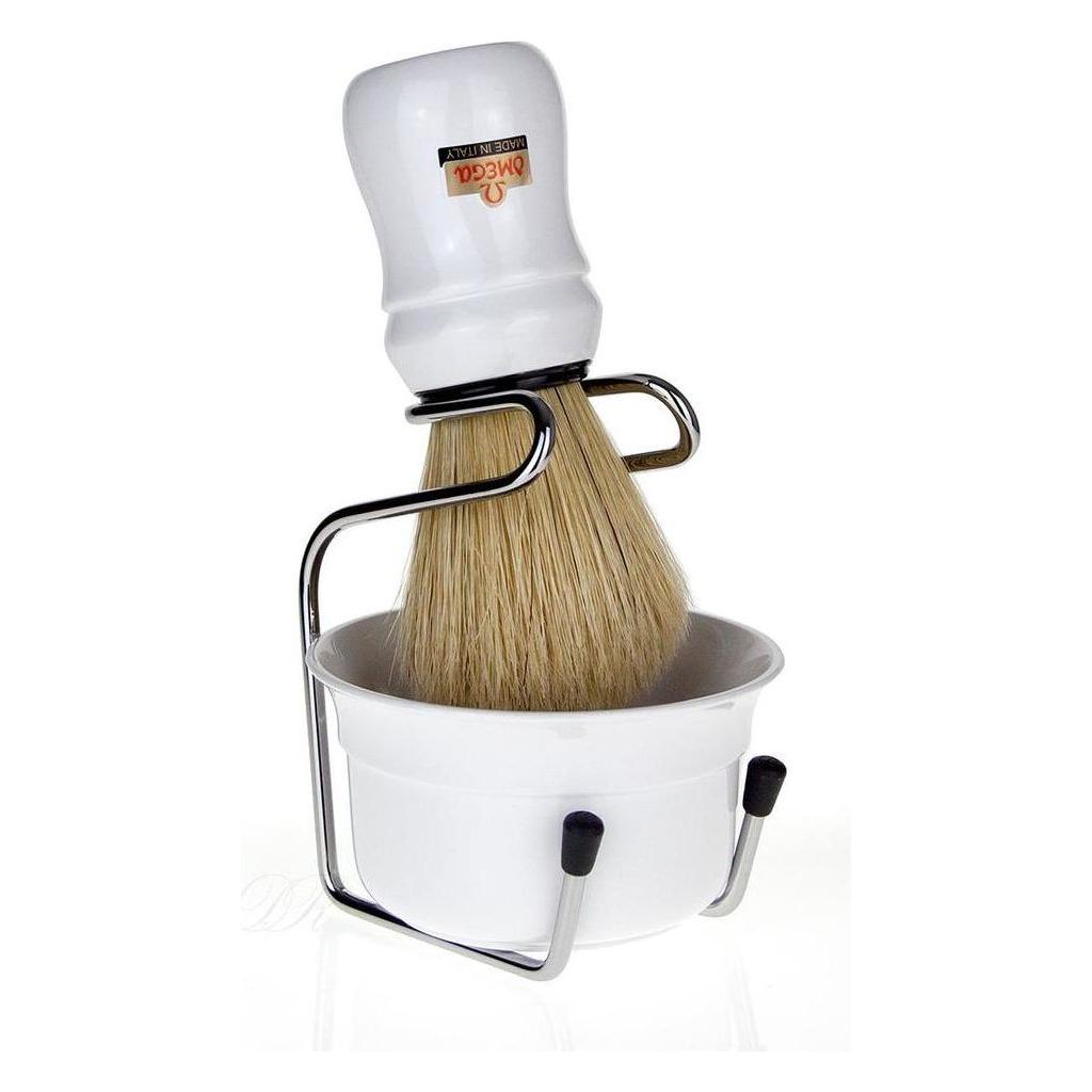 Omega Shaving Set Om49.18 Shaving Brush Bristle + Crucible White by Pasteur Pharmacy