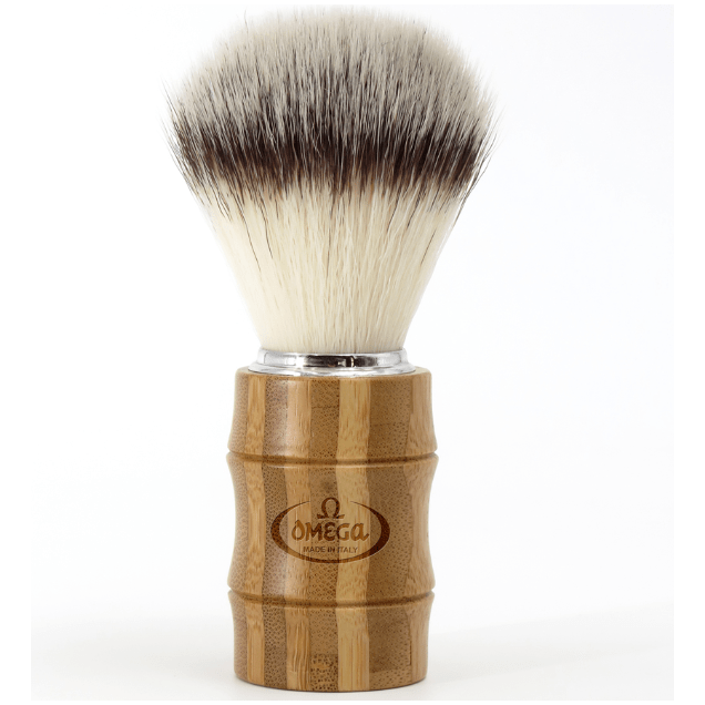 Omega Premium Hi-Brush Synthetic Fiber Shave Brush W/ Bamboo Handle 