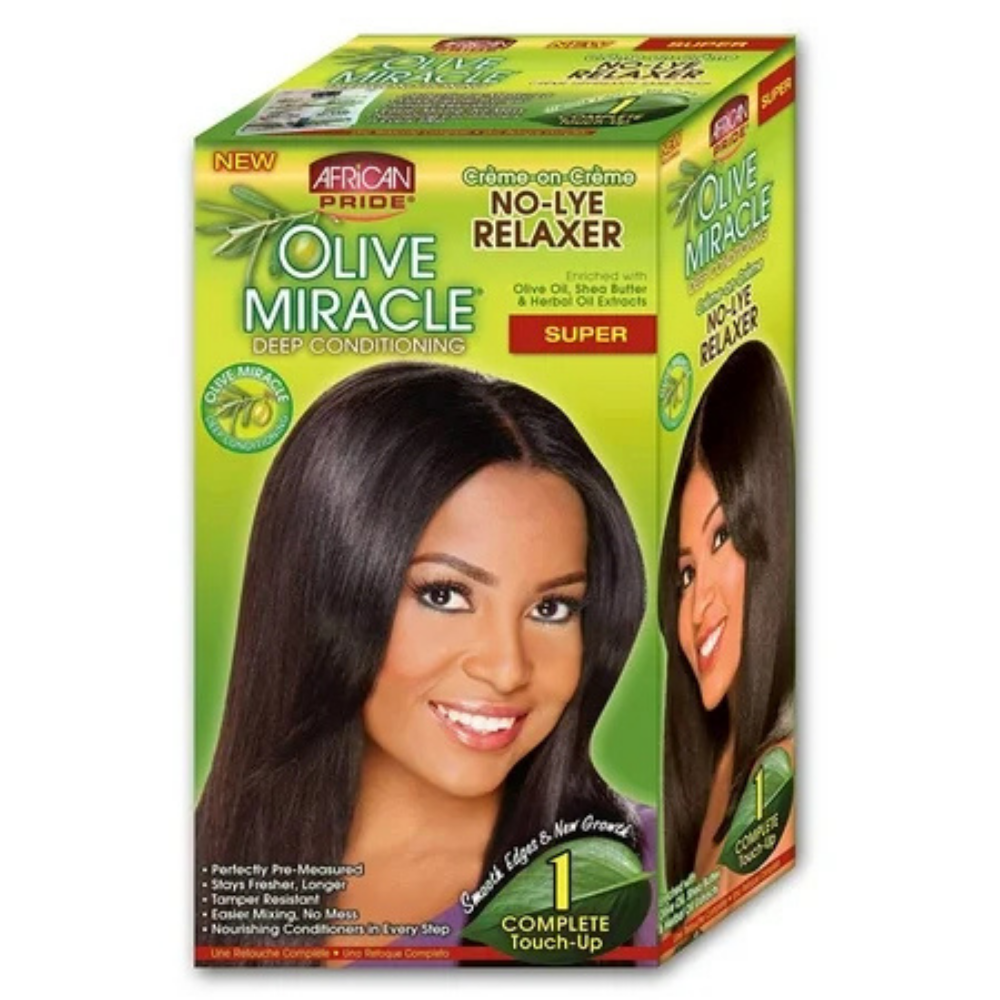 African Pride Olive Miracle Deep Conditioning No Lye Relaxer Super by Farmacias Savia