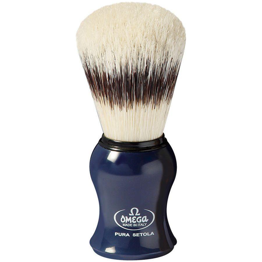 Omega Pure Bristle Shaving Brush With Stand (Assorted Colors) 