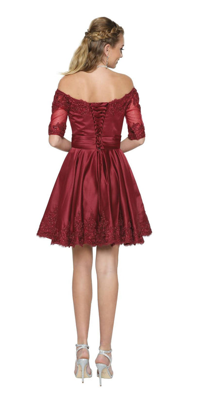 Juliet 804 Short Dress Off-Shoulder with Appliques by DiscountDressShop
