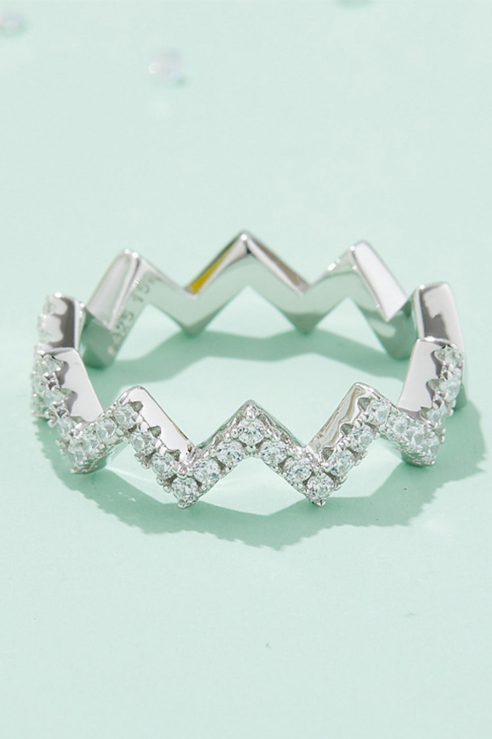 Sparkala™ Wavy Band Ring (Platinum Over Pure Sterling Silver) by Sparkala