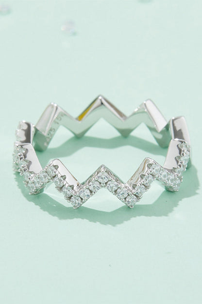 Sparkala™ Wavy Band Ring (Platinum Over Pure Sterling Silver) by Sparkala