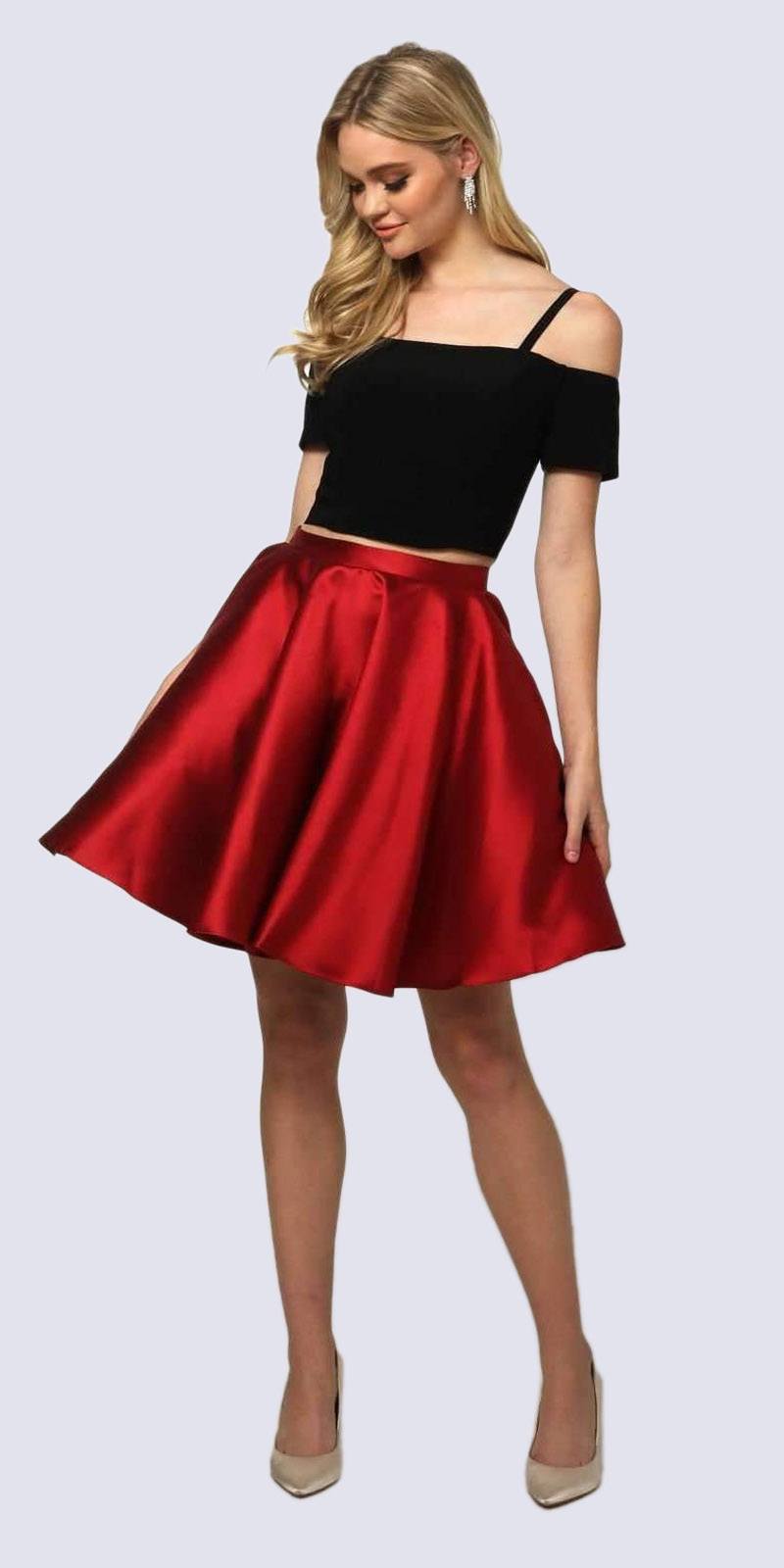 Juliet 809 Short Cold-Shoulder Two-Piece Dress by DiscountDressShop