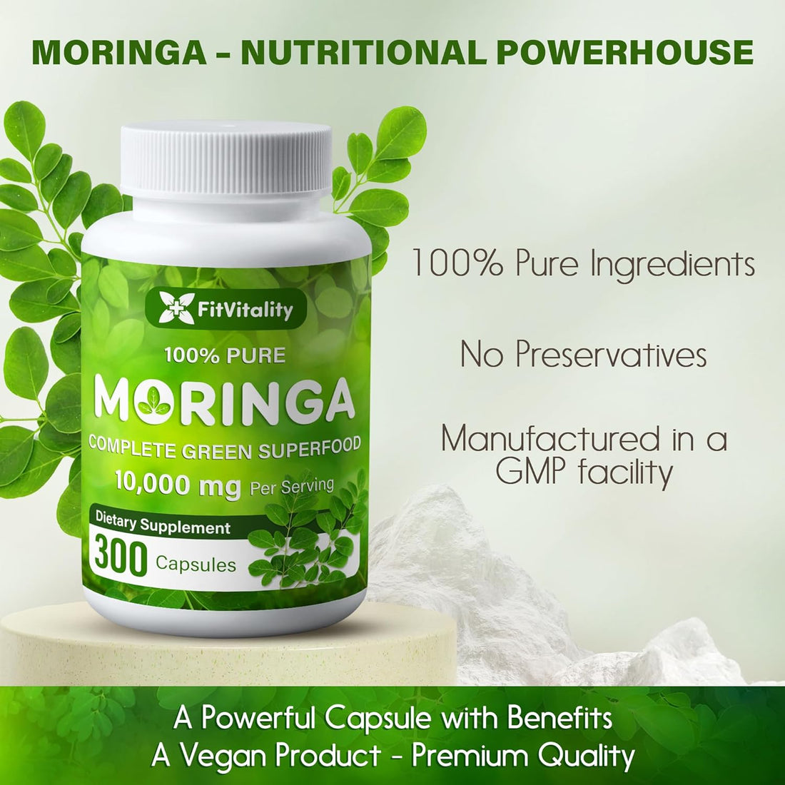 Moringa Capsules|300 Capsules|Moringa Oleifera|10,000mg by FreshDrinkUS - Natural and Premium Herbal Tea