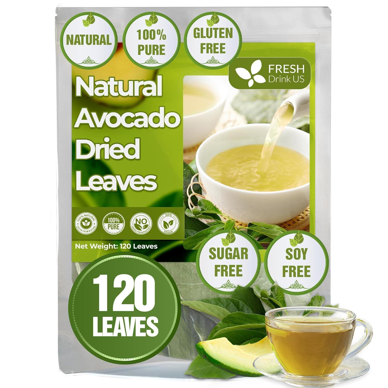 Natural Avocado Whole Leaves Dried, Tea Bags, 100% Pure from Avocado Leaves, Avocado Leaf Tea, Hojas de Aguacate Seca, No Additives, No Caffeine, Vegan by FreshDrinkUS - Natural and Premium Herbal Tea