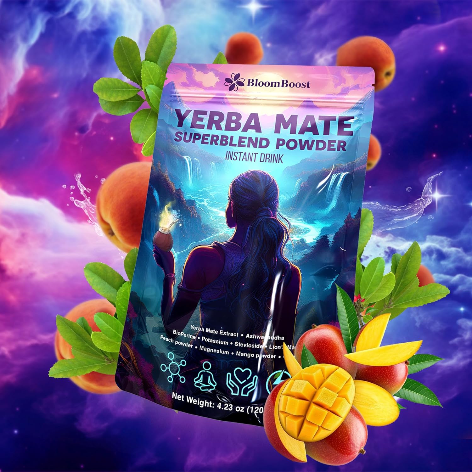 Yerba Mate Instant Tea Powder | Superfood Energy &amp; Focus Blend by FreshDrinkUS - Natural and Premium Herbal Tea