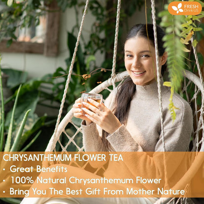 Premium Chrysanthemum Flowers, Chrysanthemum Herbal Tea, No Additives, No Caffeine, Vegan by FreshDrinkUS - Natural and Premium Herbal Tea