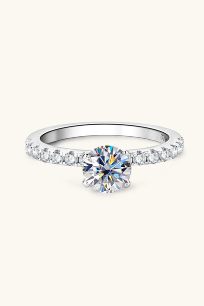 Brilliant Round Cut Sparkala™ Platinum-Plated Side Stone Ring by Sparkala