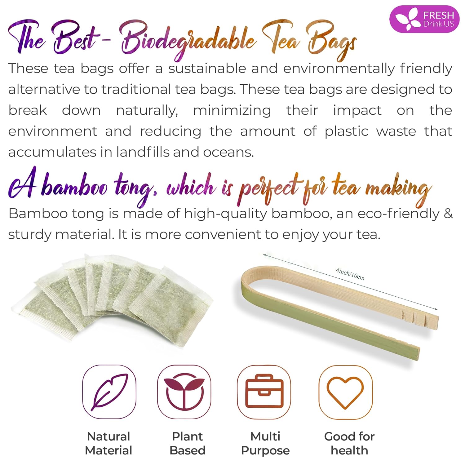 Premium Chamomile Lavender Tea Bags, Eco-conscious Tea Bags. No Sugar, No Caffeine, No Gluten, Vegan. by FreshDrinkUS - Natural and Premium Herbal Tea