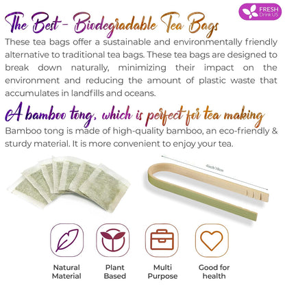 Premium Chamomile Lavender Tea Bags, Eco-conscious Tea Bags. No Sugar, No Caffeine, No Gluten, Vegan. by FreshDrinkUS - Natural and Premium Herbal Tea