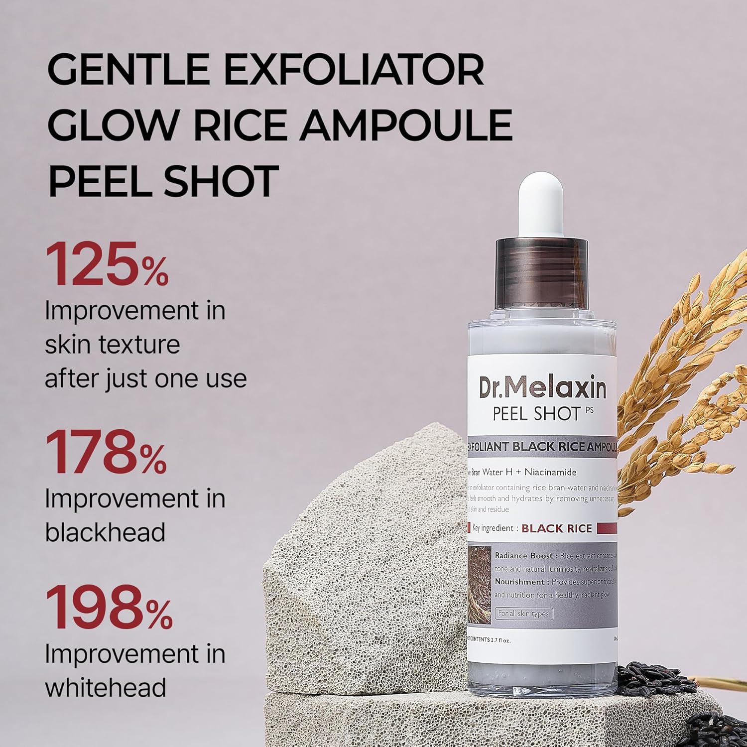 Dr. Melaxin Peel Shot Exfoliant Black Rice Ampoule by AsiaBeautyMall