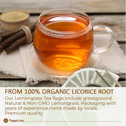 Premium Licorice Root Tea Bags, 100% Natural, Pure Licorice Root, Eco-Conscious Tea Bags, Licorice Root Herbal Tea, Licorice Root Tea. No Sugar, No Caffeine, No Gluten, Vegan by FreshDrinkUS - Natural and Premium Herbal Tea