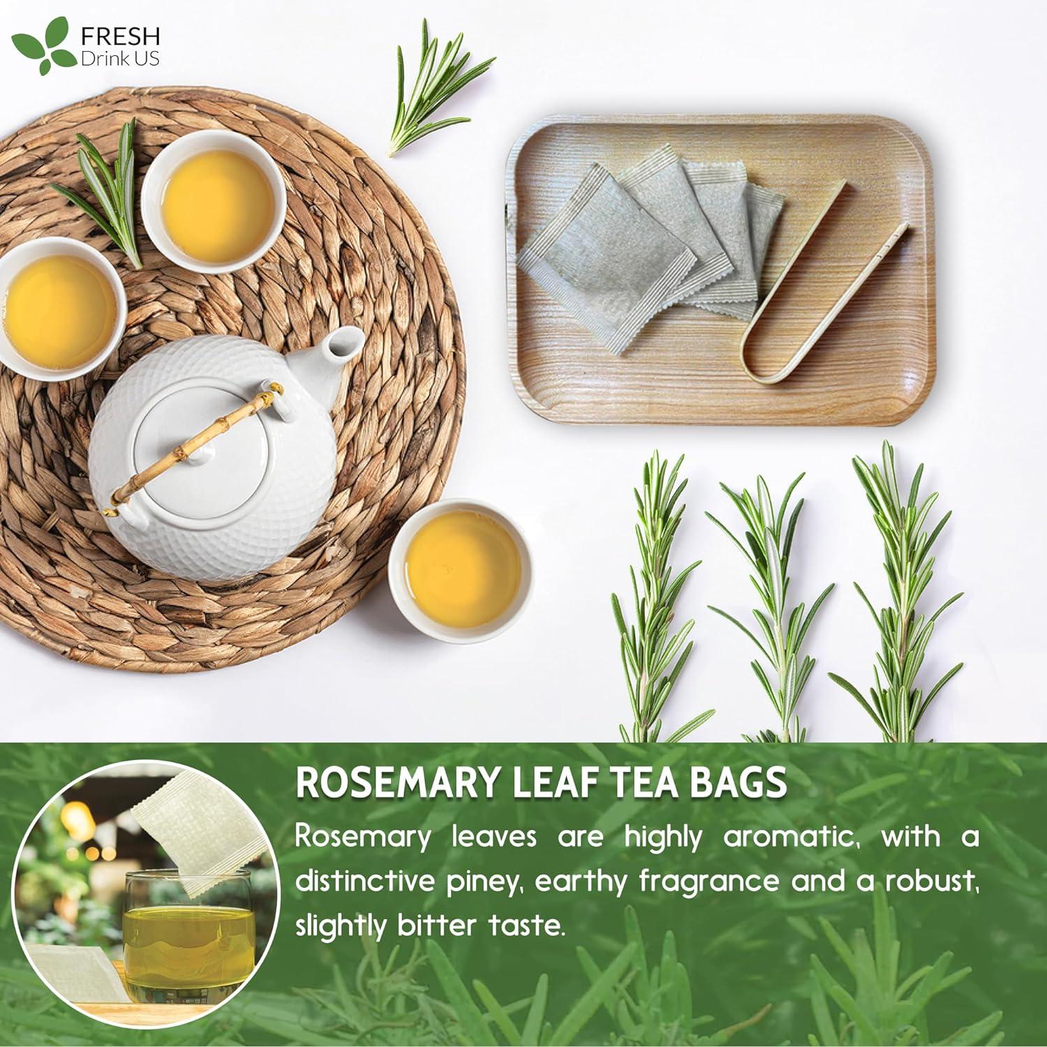 Premium Rosemary Leaves, Tea Bags, Powder, 100% Natural &amp; Pure from Dried Rosemary Leaves, No Additives, No Caffeine, Vegan. Dried Rosemary Herb, Perfect for Seasoning, Spice Blends for Grilling &amp; Cooking by FreshDrinkUS - Natural and Premium Herbal Tea