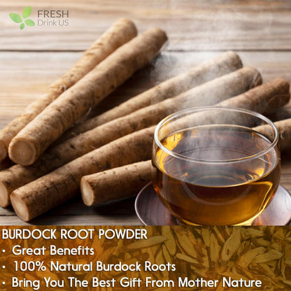 Burdock Root Powder, Burdock Root Extract, 100% Natural &amp; Pure from Burdock Root, Burdock Root Herbal Tea, No Additives, No Caffeine, Vegan by FreshDrinkUS - Natural and Premium Herbal Tea
