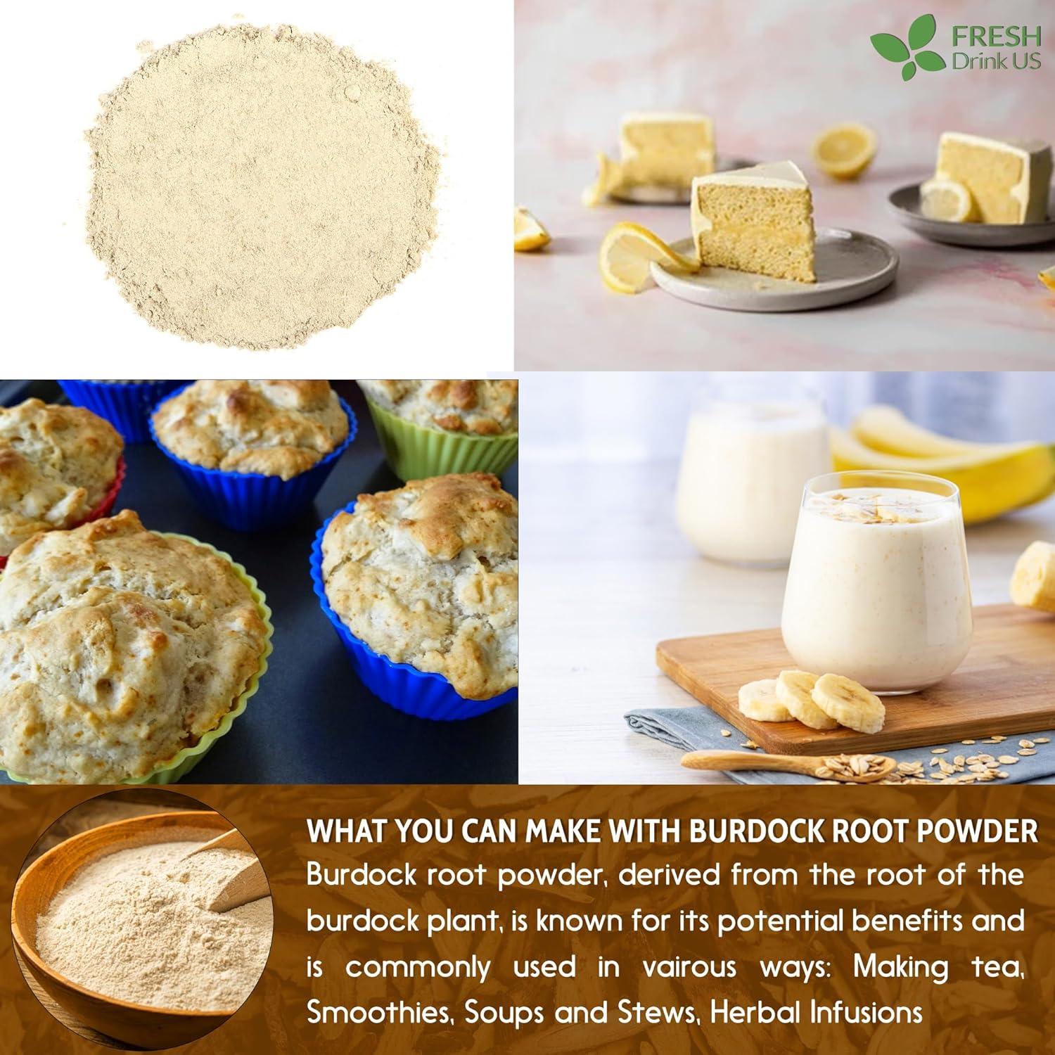 Burdock Root Powder, Burdock Root Extract, 100% Natural &amp; Pure from Burdock Root, Burdock Root Herbal Tea, No Additives, No Caffeine, Vegan by FreshDrinkUS - Natural and Premium Herbal Tea