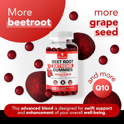 Beet Root Extreme Gummies with CoQ10, 60 Count by The VITAMIZED Shop