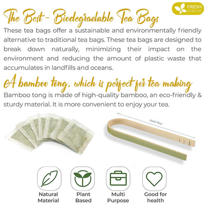 Premium Lemon Ginger Tea Bag, Eco-conscious Tea Bags. Lemon Ginger Herbal Tea. No Sugar, No Caffeine, No Gluten, Vegan. by FreshDrinkUS - Natural and Premium Herbal Tea