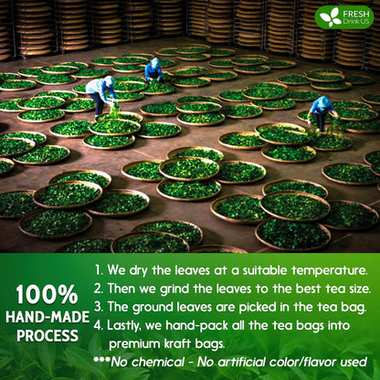 Premium Green Tea Bags, 100% Natural &amp; Pure from Green Tea. Green Herbal Tea. No Sugar, No Gluten, Vegan by FreshDrinkUS - Natural and Premium Herbal Tea