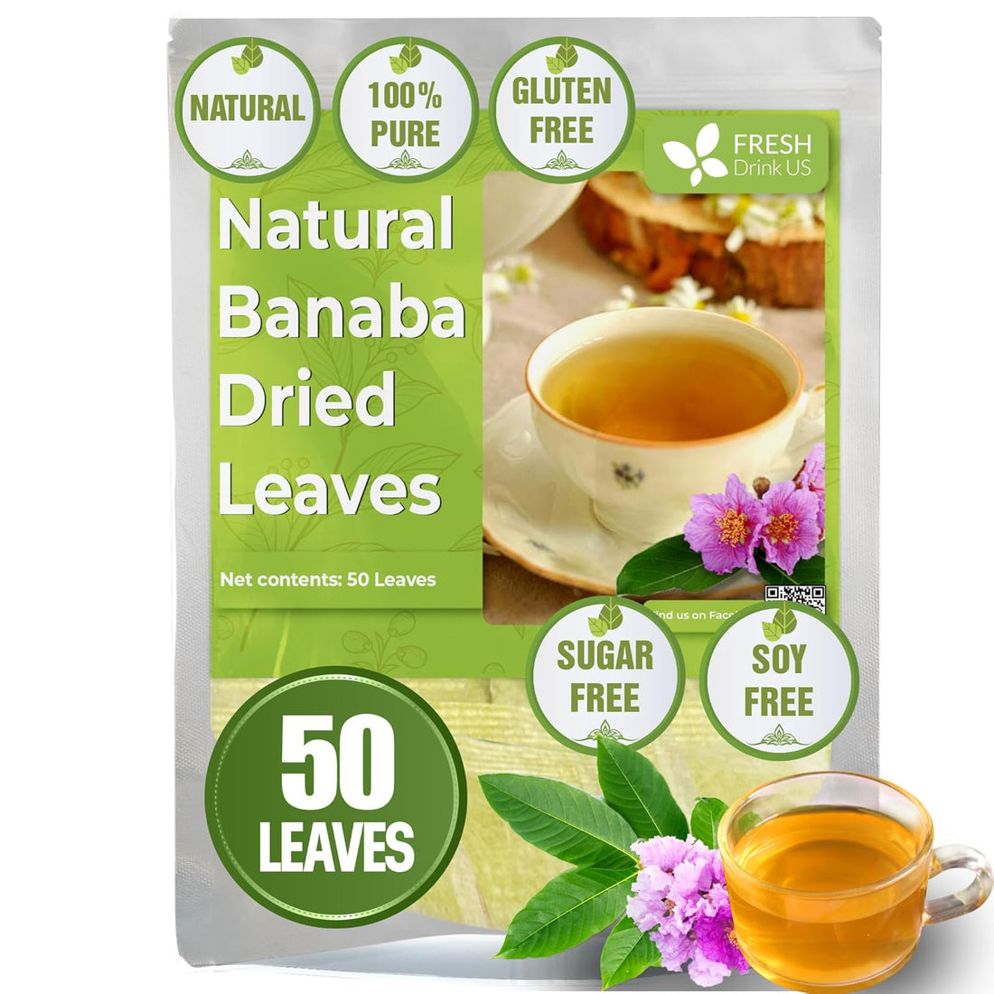 Premium Banaba Dried Leaves by FreshDrinkUS - Natural and Premium Herbal Tea