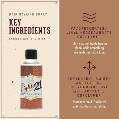 18.21 Eighteen 21 Premium Hairspray- Fixatif 9.6 Oz by Pasteur Pharmacy