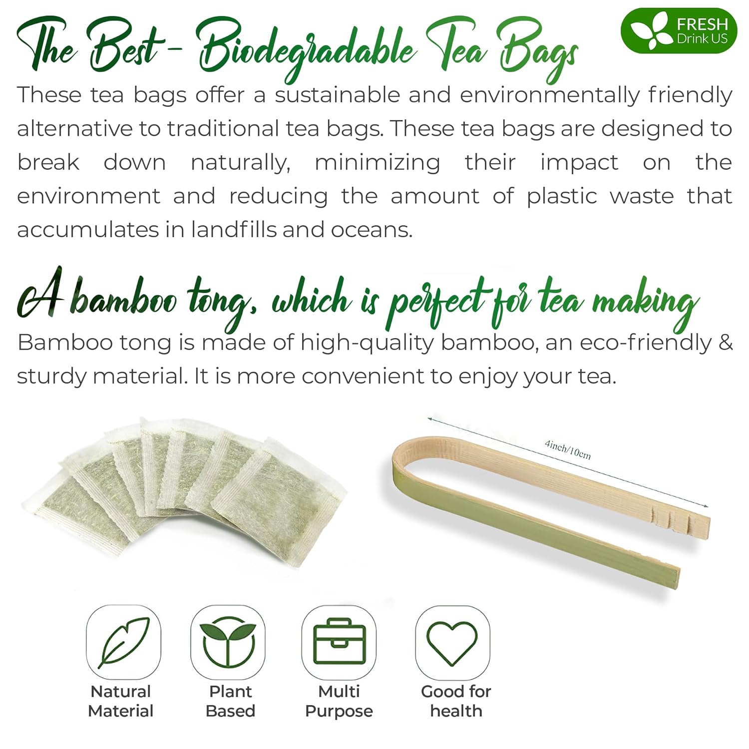 Premium Green Tea Bags, 100% Natural &amp; Pure from Green Tea. Green Herbal Tea. No Sugar, No Gluten, Vegan by FreshDrinkUS - Natural and Premium Herbal Tea