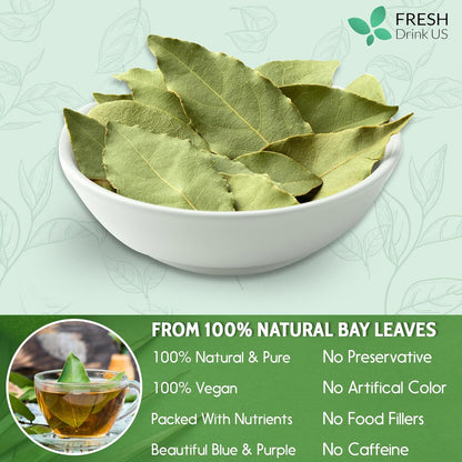 Premium Dried Bay Leaves, Tea Bags, Powder, Bay Leaves Spice, Whole Nice Leaves, Wildcrafted, Fresh Harvested, Bay Leaves For Cooking, Sugar-Free, Gluten Free, Caffeine Free, Vegan by FreshDrinkUS - Natural and Premium Herbal Tea