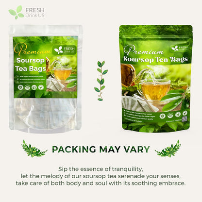 40 Premium Soursop Graviola Leaf Tea Bags, 100% Natural and Pure from Soursop Leaves, Handmade, Made With Natural Materials-Corn Fiber Tea Bag, Sugar/Caffeine/Gluten Free, Hoja Guanabana Tea by FreshDrinkUS - Natural and Premium Herbal Tea