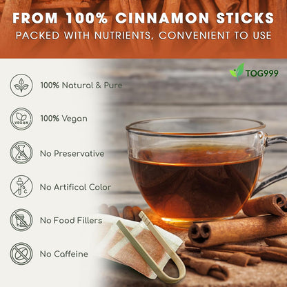 Pure Cinnamon Tea, 100% Natural &amp; Pure Cinnamon. Cinnamon Herbal Tea. Cinnamon Stick Herbal Spice Tea. No Sugar, No Caffeine, No Gluten, Vegan. by FreshDrinkUS - Natural and Premium Herbal Tea