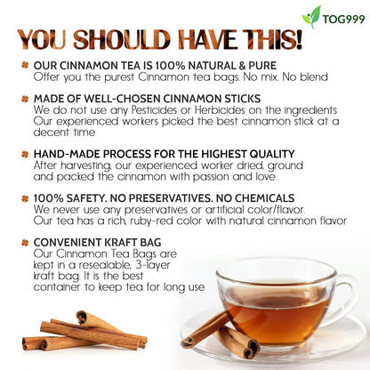 Pure Cinnamon Tea, 100% Natural &amp; Pure Cinnamon. Cinnamon Herbal Tea. Cinnamon Stick Herbal Spice Tea. No Sugar, No Caffeine, No Gluten, Vegan. by FreshDrinkUS - Natural and Premium Herbal Tea