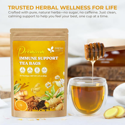 Premium Immune Support Herbal Tea Bags by FreshDrinkUS - Natural and Premium Herbal Tea