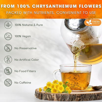 Premium Chrysanthemum Flowers, Chrysanthemum Herbal Tea, No Additives, No Caffeine, Vegan by FreshDrinkUS - Natural and Premium Herbal Tea