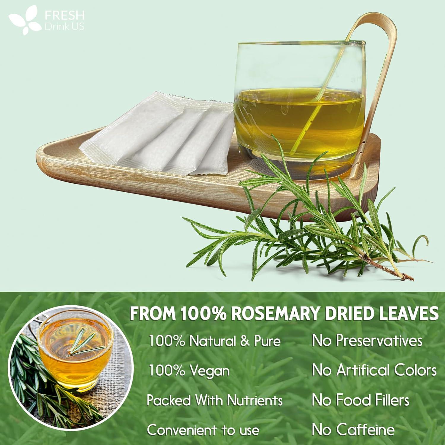 Premium Rosemary Leaves, Tea Bags, Powder, 100% Natural &amp; Pure from Dried Rosemary Leaves, No Additives, No Caffeine, Vegan. Dried Rosemary Herb, Perfect for Seasoning, Spice Blends for Grilling &amp; Cooking by FreshDrinkUS - Natural and Premium Herbal Tea
