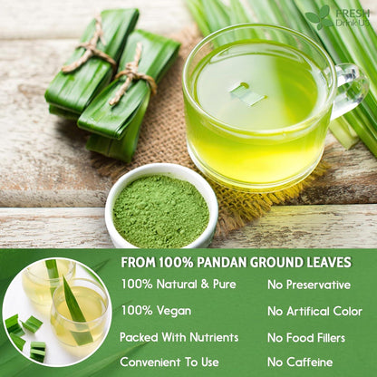 Natural Pandan Leaves Dried, No Additives, No Caffeine, Vegan by FreshDrinkUS - Natural and Premium Herbal Tea