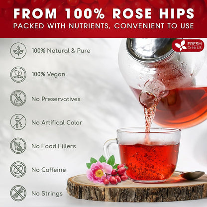 Premium Rosehip Tea Bags, 100% Natural &amp; Pure from Rose Hip Fruits. by FreshDrinkUS - Natural and Premium Herbal Tea