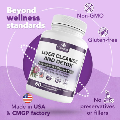Liver Cleanse and Detox Formula - Milk Thistle, Artichoke Extract, Dandelion, and Apple Cider Vinegar - Liver Health Supplement by The VITAMIZED Shop