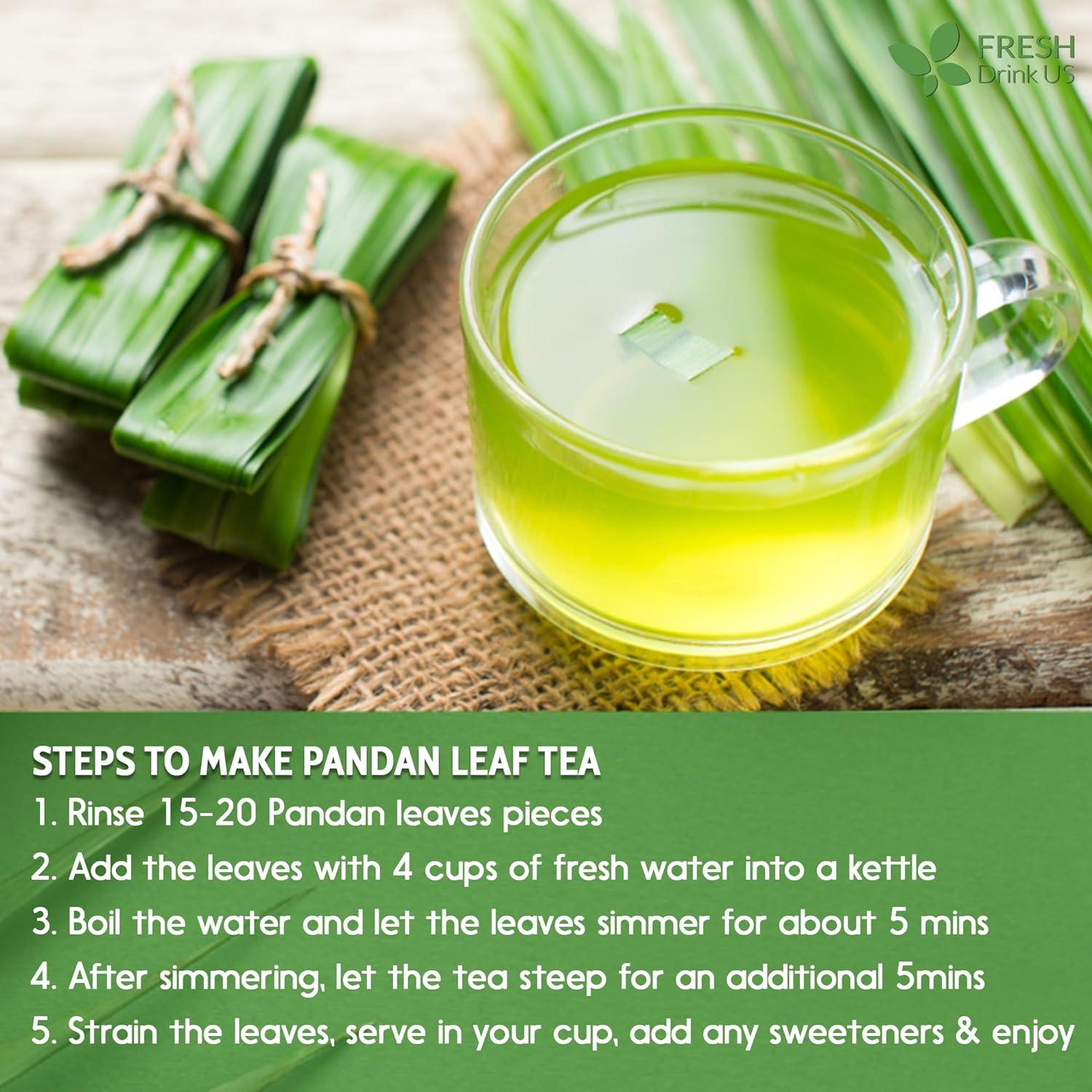 Natural Pandan Leaves Dried, No Additives, No Caffeine, Vegan by FreshDrinkUS - Natural and Premium Herbal Tea