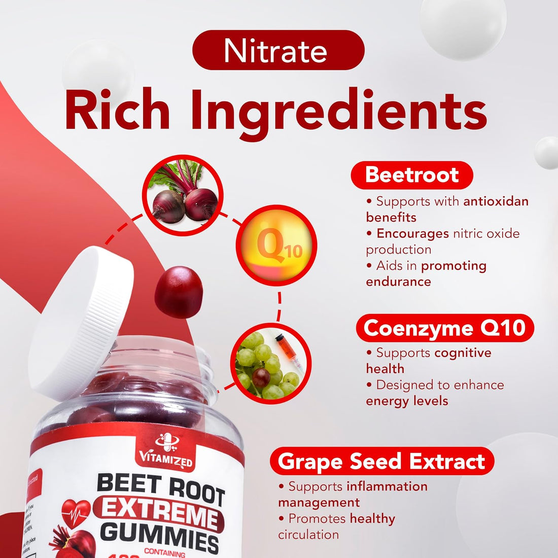 Beet Root Extreme Gummies with CoQ10, 60 Count by The VITAMIZED Shop