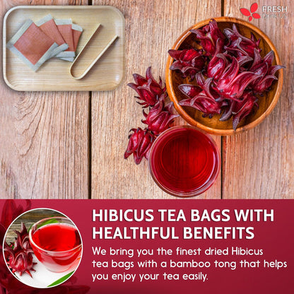 Hibiscus Dried Flowers, Tea Bags, 100% Natural, Pure from Hibiscus Flowers. Loose Flower Hibiscus Herbal Tea. Hibiscus Flower Tea. No Sugar, No Caffeine, No Gluten, Vegan. by FreshDrinkUS - Natural and Premium Herbal Tea