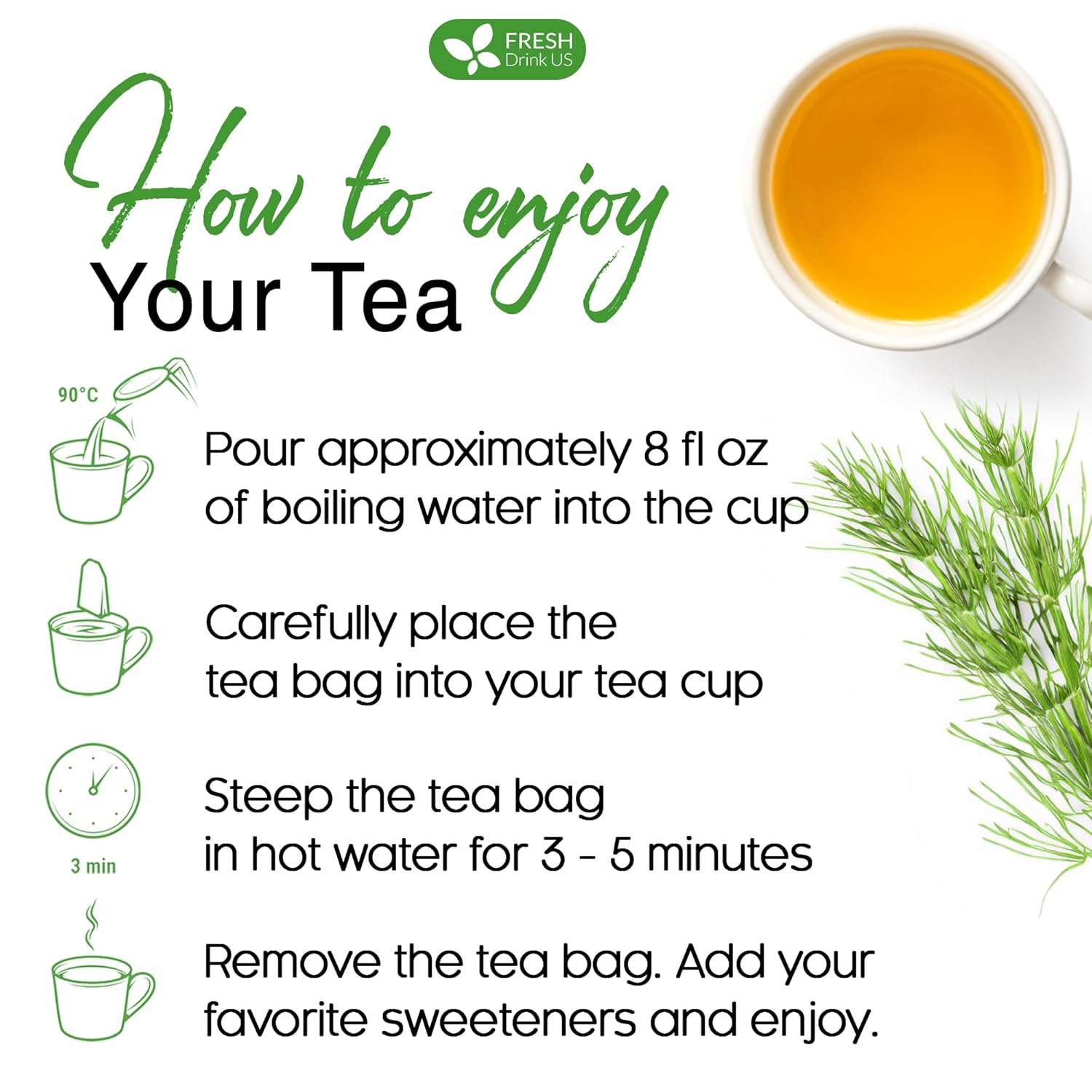 Premium Horsetail Leaf Tea Bags, 100% Natural &amp; Pure from Horsetail Loose Leaves Herbal Tea. No Sugar, No Caffeine, No Gluten, Vegan. by FreshDrinkUS - Natural and Premium Herbal Tea