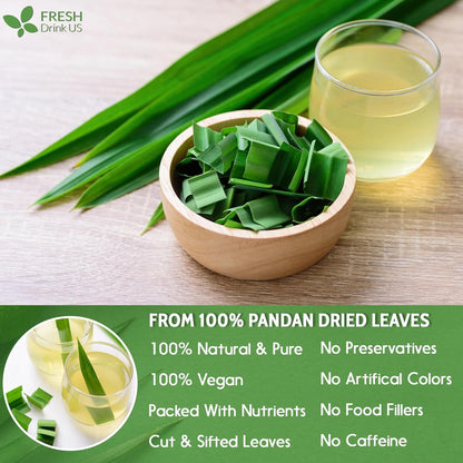 Natural Pandan Leaves Dried, Pandan Leaf Powder, 100% Pure Dried Pandan Leaves, Pandan Leaf Tea, No Additives, No Caffeine, Vegan by FreshDrinkUS - Natural and Premium Herbal Tea