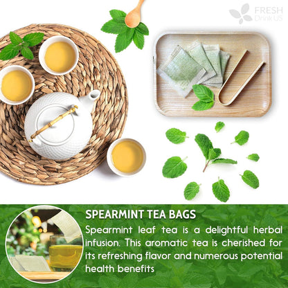 Spearmint Tea Bags, 100% Natural &amp; Pure Spearmint Leaves. Loose Leaf Spearmint Herbal Tea. Spearmint Leaf Tea. No Sugar, No Caffeine, No Gluten, Vegan. by FreshDrinkUS - Natural and Premium Herbal Tea